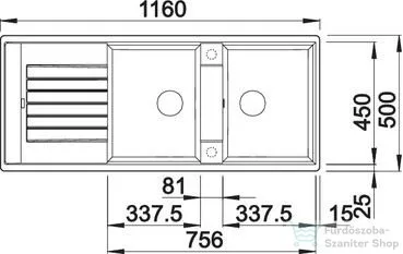 Blanco ZIA 8 S SILGRANIT® mosogató medence, vulkánszürke 527392