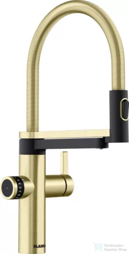 Blanco EVOL-S Pro drink.filter mosogató csaptelep, flexibilis zuhanyfejjel, szűrőrendszerrel, PVD satin gold 527430
