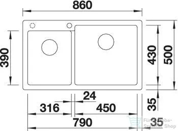 Blanco PLEON 9 SILGRANIT® mosogató medence, balos főmedence, fekete 527636