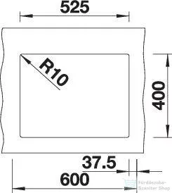 Blanco SUBLINE 340/160-U SILGRANIT® mosogató medence alulról való beépítéshez, lefolyó nélkül, jobbos főmedence, vulkánszürke 527811