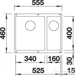 Blanco SUBLINE 340/160-U SILGRANIT® mosogató medence alulról való beépítéshez, lefolyó nélkül, balos főmedence, antracit 527821