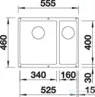 Blanco SUBLINE 340/160-U SILGRANIT® mosogató medence alulról való beépítéshez, lefolyó nélkül, balos főmedence, fehér 527823