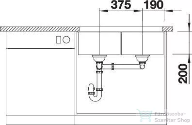 Blanco SUBLINE 350/350-U SILGRANIT® mosogató medence alulról való beépítéshez, lefolyó nélkül, vulkánszürke 527827
