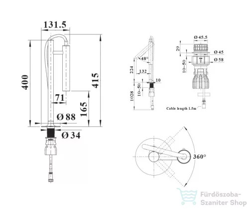 Blanco LUNEOO-S elektronikus vezérlésű mosogató csaptelep, flexibilis csővel, satin dark steel 527975