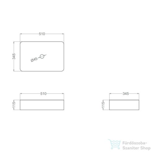 Coycama Tre 51x35 cm-es pultra ültethető mosdó leeresztő nélkül,fehér 53001035