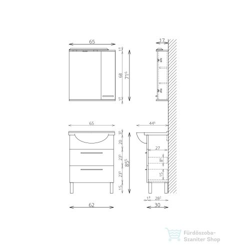 TBoss Trend 65 alsószekrény mosdóval 53123000209248