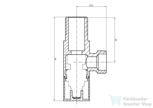 AQUALINE sarokszelep, anya nélkül, 3/8"x1/2", króm 5318