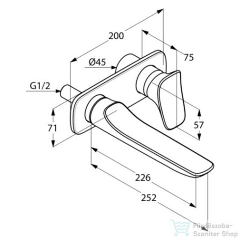 Kludi Amba falsík alatti,  kétlyukas, fali, egykaros mosdócsap króm, leersztő nélkül 532450575