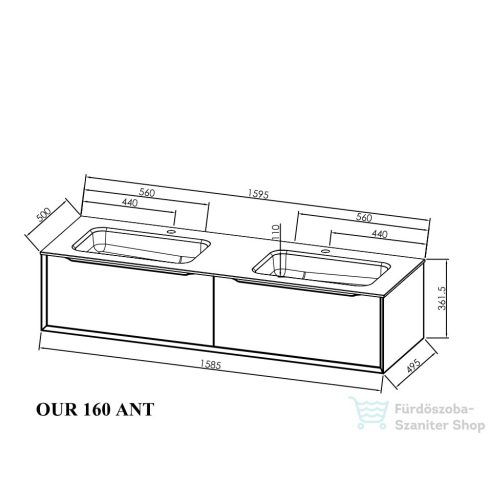 Kolpa San Ramona Our 160 alsószekrény mosdóval, antracit 538820