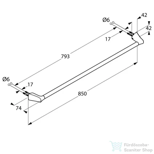 Kludi AMBA 85 cm-es törölközőtartó,króm 5397905
