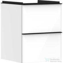   Hansgrohe XELU Q 48x49,5 cm-es 2 fiókos fali szekrény matt fekete fogantyúval,fényes fehér 54019670