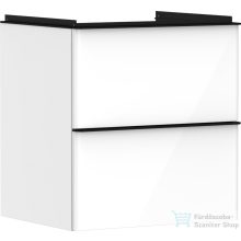   Hansgrohe XELU Q 58x49,5 cm-es 2 fiókos fali szekrény matt fekete fogantyúval,fényes fehér 54023670