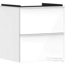   Hansgrohe XELU Q 58x49,5 cm-es 2 fiókos fali szekrény matt fehér fogantyúval,fényes fehér 54023700