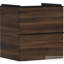   Hansgrohe XELU Q 58x49,5 cm-es 2 fiókos fali szekrény matt fekete fogantyúval,sötét dió 54026670