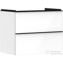   Hansgrohe XELU Q 78x47,5 cm-es 2 fiókos fali szekrény matt fekete fogantyúval,fényes fehér 54027670