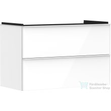   Hansgrohe XELU Q 98x49,5 cm-es 2 fiókos fali szekrény matt fehér fogantyúval,fényes fehér 54031700