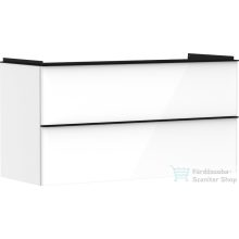   Hansgrohe XELU Q 118x49,5 cm-es 2 fiókos fali szekrény matt fekete fogantyúval,fényes fehér 54035670