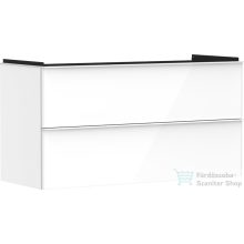  Hansgrohe XELU Q 118x49,5 cm-es 2 fiókos fali szekrény matt fehér fogantyúval,fényes fehér 54035700
