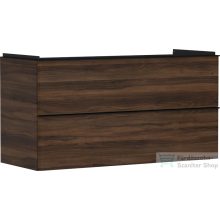   Hansgrohe XELU Q 118x49,5 cm-es 2 fiókos fali szekrény matt fekete fogantyúval,sötét dió 54038670