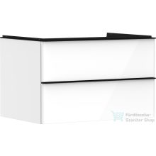   Hansgrohe XELU Q 78x57 cm-es 2 fiókos fali szekrény pulthoz,matt fekete fogantyúval,fényes fehér 54074670