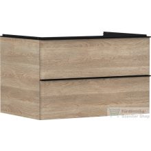   Hansgrohe XELU Q 78x57 cm-es 2 fiókos fali szekrény pulthoz,matt fekete fogantyúval,természetes tölgy 54076670