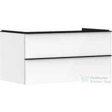   Hansgrohe XELU Q 98x57 cm-es 2 fiókos fali szekrény pulthoz,matt fekete fogantyúval,fényes fehér 54078670