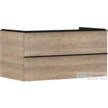   Hansgrohe XELU Q 98x57 cm-es 2 fiókos fali szekrény pulthoz,matt fekete fogantyúval,természetes tölgy 54080670