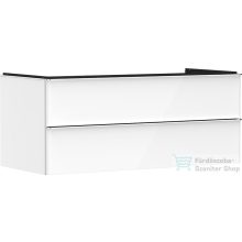   Hansgrohe XELU Q 118x57 cm-es 2 fiókos fali szekrény pulthoz,króm fogantyúval,fényes fehér 54082000