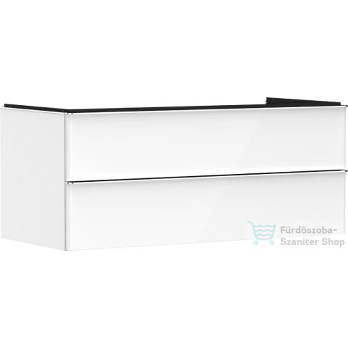 Hansgrohe XELU Q 118x57 cm-es 2 fiókos fali szekrény pulthoz,króm fogantyúval,fényes fehér 54082000