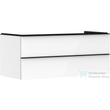   Hansgrohe XELU Q 118x57 cm-es 2 fiókos fali szekrény pulthoz,matt fekete fogantyúval,fényes fehér 54082670