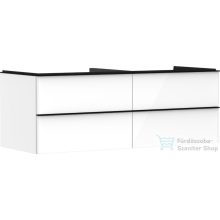   Hansgrohe XELU Q 136x57 cm-es 4 fiókos fali szekrény mosdópulthoz,matt fekete fogantyúval,fényes fehér 54086670