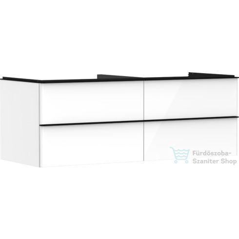 Hansgrohe XELU Q 136x57 cm-es 4 fiókos fali szekrény mosdópulthoz,matt fekete fogantyúval,fényes fehér 54086670