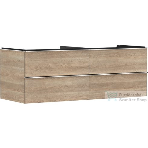 Hansgrohe XELU Q 136x57 cm-es 4 fiókos fali szekrény mosdópulthoz,króm fogantyúval,természetes tölgy 54088000