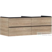   Hansgrohe XELU Q 136x57 cm-es 4 fiókos fali szekrény mosdópulthoz,matt fekete fogantyúval,természetes tölgy 54088670