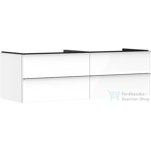 Hansgrohe XELU Q 156x57 cm-es 4 fiókos fali szekrény mosdópulthoz,króm fogantyúval,fényes fehér 54090000