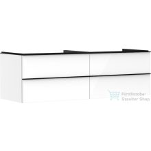   Hansgrohe XELU Q 156x57 cm-es 4 fiókos fali szekrény mosdópulthoz,matt fekete fogantyúval,fényes fehér 54090670