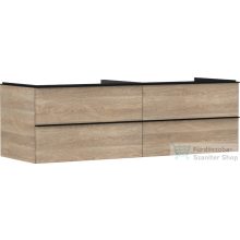   Hansgrohe XELU Q 156x57 cm-es 4 fiókos fali szekrény mosdópulthoz,matt fekete fogantyúval,természetes tölgy 54092670