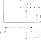 Hansgrohe Xelu Q 136x55 cm-es pult Xelu szekrényhez jobb oldali kivágással,matt gyémántszürke 54098910