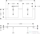 Hansgrohe Xelu Q 156x55 cm-es pult Xelu szekrényhez két kivágással,sötét dió 54112630