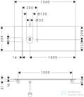 Hansgrohe Xelu Q 136x55 cm-es pult Xelu szekrényhez bal oldali kivágással,csaplyuk nélküli mosdóhoz,természetes tölgy 54116230