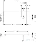 Hansgrohe Xelu Q 136x55 cm-es pult Xelu szekrényhez jobb oldali kivágással,csaplyuk nélküli mosdóhoz,matt gyémántszürke 54117910