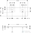 Hansgrohe Xelu Q 136x55 cm-es pult Xelu szekrényhez két kivágással,csaplyukas mosdóhoz,természetes tölgy 54125230