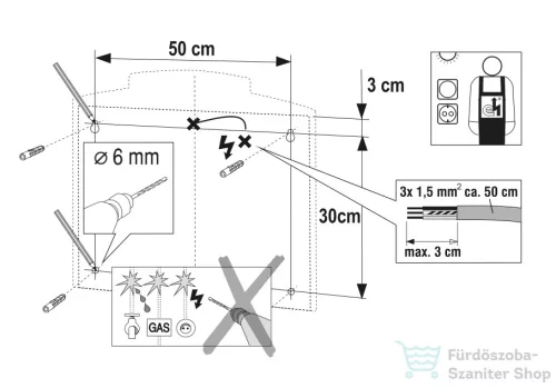 AQUALINE RANO tükrösszekrény, 59x51x16cm, fehér, műanyag (541302)