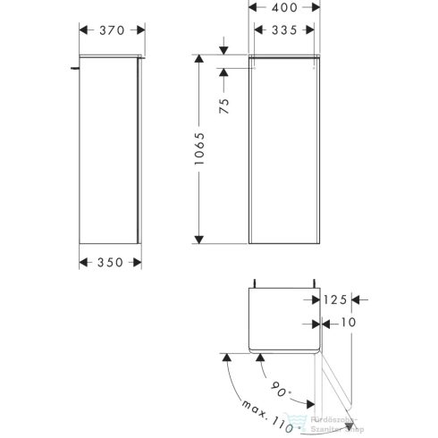 Hansgrohe Xelu Q 106,5x40x37 cm-es 1 ajtós,jobbos fali szekrény matt fehér fogantyúval,természetes tölgy 54133700