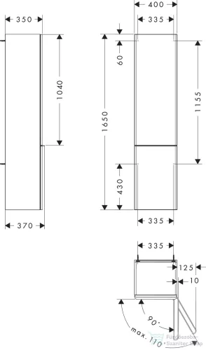 Hansgrohe Xelu Q 165x40x35 cm-es 2 ajtós,jobbos fali szekrény króm fogantyúval,természetes tölgy 54141000