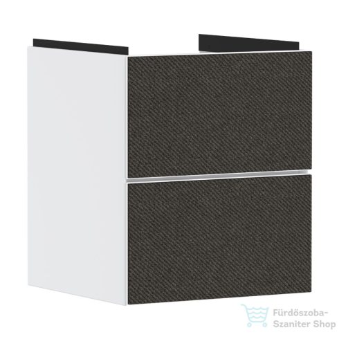 Hansgrohe XEVOLOS E 48x47,5 cm-es 2 fiókos fali szekrény mosdó nélkül, matt fehér/textil sötétszürke 54172660