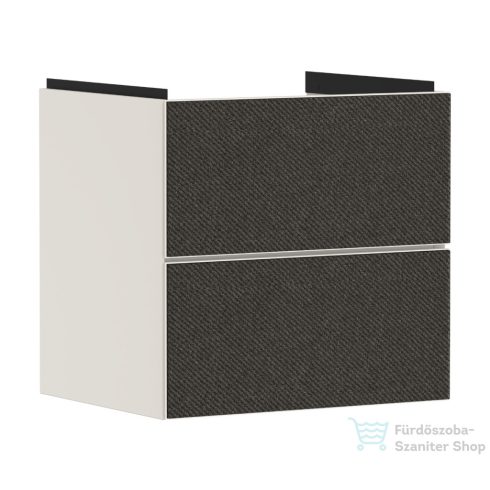 Hansgrohe XEVOLOS E 58x47,5 cm-es 2 fiókos fali szekrény mosdó nélkül, matt homok/textil sötétszürke 54176660