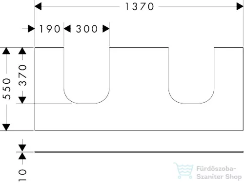 Hansgrohe Xevolos E 137x55 cm-es pult Xevolos szekrényhez két kivágással,matt homok 54207780