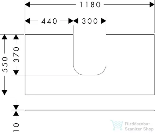 Hansgrohe Xevolos E 118x55 cm-es pult Xevolos szekrényhez középső kivágással,matt fehér 54210700
