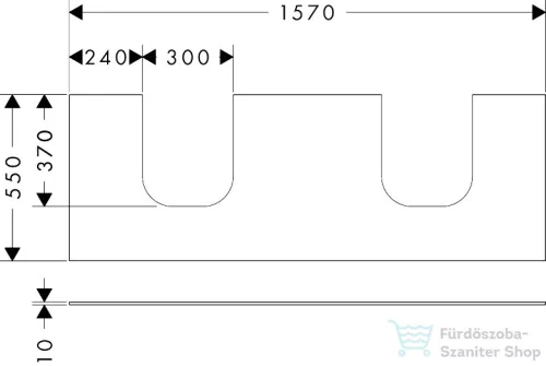 Hansgrohe Xevolos E 157x55 cm-es pult Xevolos szekrényhez két kivágással,matt homok 54211780